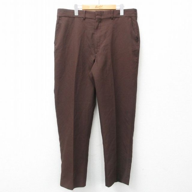 W38★古着 スラックス パンツ メンズ 90年代 90s USA製 茶 ブラウン 25mar17 中古 ボトムス ロング