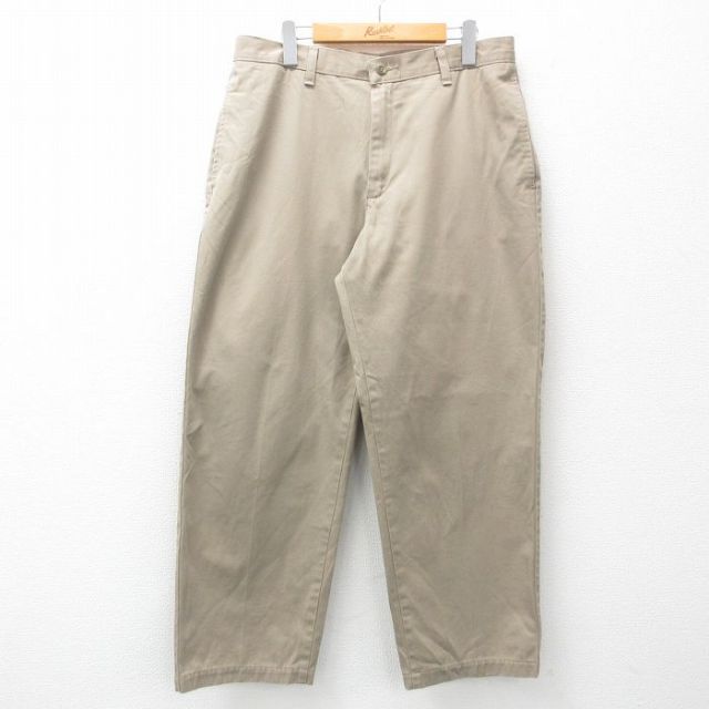 W34★古着 ラングラー Wrangler チノ パンツ チノパン メンズ コットン ベージュ系 カーキ 25mar17 中古 ボトムス ロング