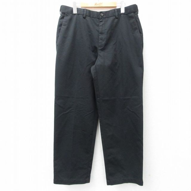 W34★古着 HAGGAR パンツ メンズ 黒 ブラック 25mar17 中古 ボトムス ロング