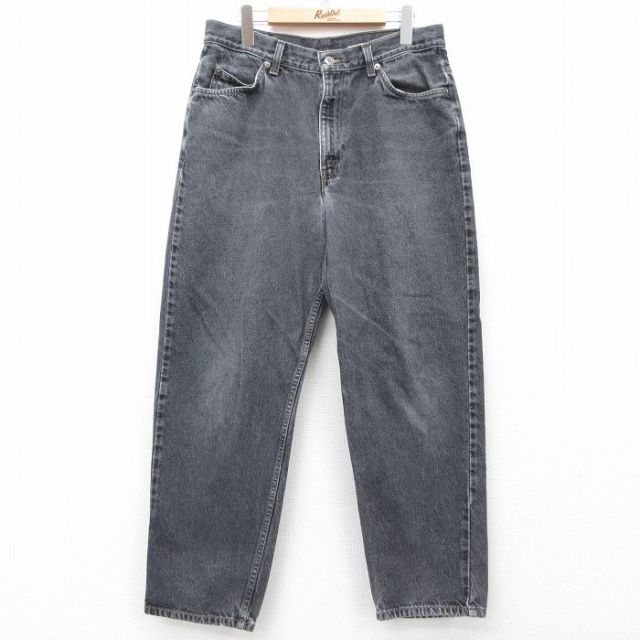 W33★古着 ジーンズ メンズ 00年代 00s コットン 黒 ブラック デニム 25mar18 中古 ボトムス ジーパン Gパン ロング パンツ