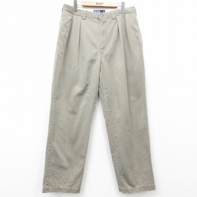 W34★古着 ラルフローレン Ralph Lauren ブランド チノ パンツ チノパン メンズ 90年代 90s コットン ベージュ カーキ 25mar18 中古 ボトムス ロング