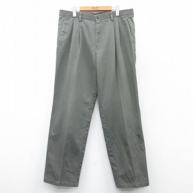 W38★古着 ドッカーズ パンツ メンズ コットン 濃緑 グリーン 25mar18 中古 ボトムス ロング