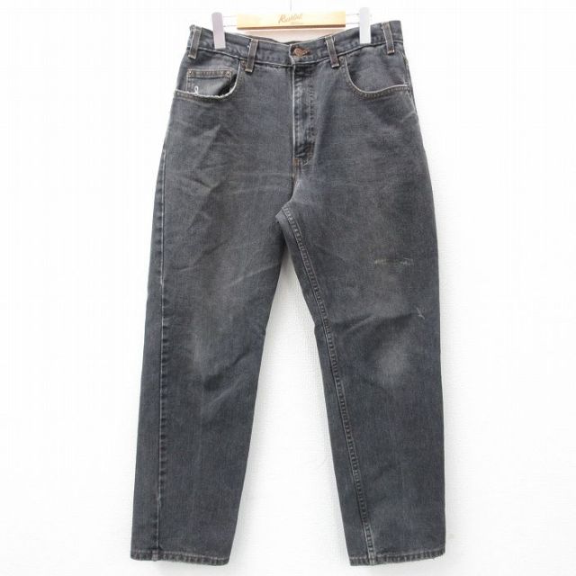W33★古着 アリゾナジーンズ ジーンズ メンズ 90年代 90s コットン USA製 黒 ブラック デニム 【spe】 25mar18 中古 ボトムス ジーパン Gパン ロング パンツ