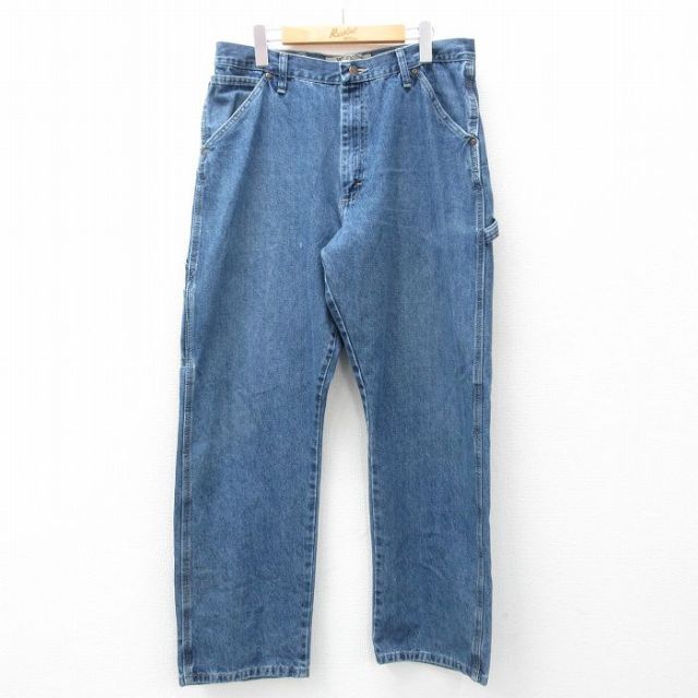 W35★古着 ラングラー Wrangler ペインター パンツ メンズ 紺 ネイビー デニム 25mar18 中古 ボトムス ロング