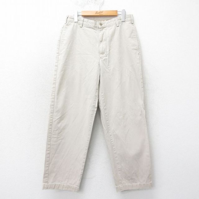 W32★古着 トミーヒルフィガー TOMMY HILFIGER ブランド チノ パンツ チノパン メンズ コットン ベージュ カーキ 25mar18 中古 ボトムス ロング