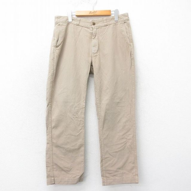 W34★古着 ラルフローレン Ralph Lauren ブランド パンツ メンズ 90年代 90s コットン ベージュ カーキ 25mar18 中古 ボトムス ロング