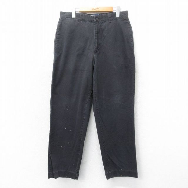 W34★古着 ラルフローレン Ralph Lauren ブランド チノ パンツ チノパン メンズ 90年代 90s コットン 黒 ブラック 25mar18 中古 ボトムス ロング