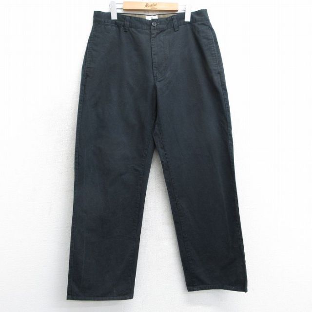 W34★古着 ギャップ GAP パンツ メンズ コットン 黒 ブラック 25mar18 中古 ボトムス ロング