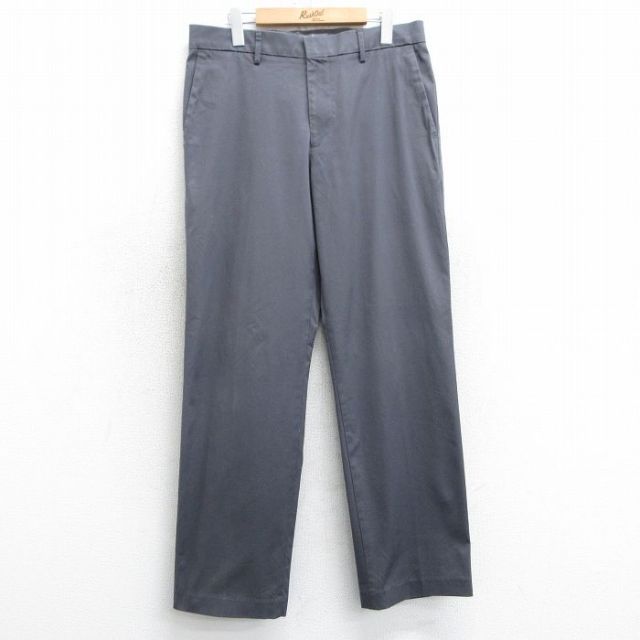 W34★古着 ドッカーズ パンツ メンズ ワンポイントロゴ 濃グレー 25mar18 中古 ボトムス ロング