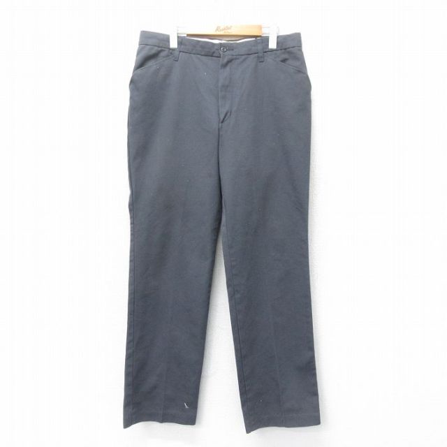 W35★古着 ワーク パンツ メンズ 濃グレー 25mar18 中古 ボトムス ロング