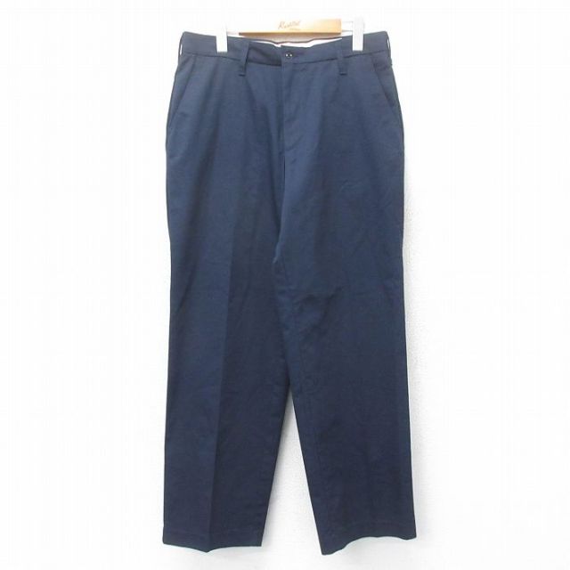 W33★古着 ワーク パンツ メンズ 紺 ネイビー 25mar18 中古 ボトムス ロング