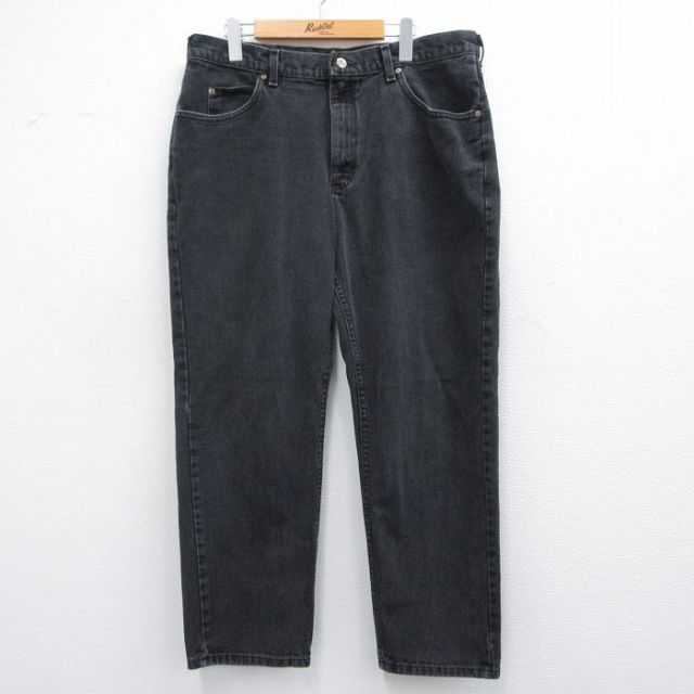 W37★古着 ジーンズ メンズ 90年代 90s コットン USA製 黒 ブラック デニム 【spe】 25mar19 中古 ボトムス ジーパン Gパン ロング パンツ