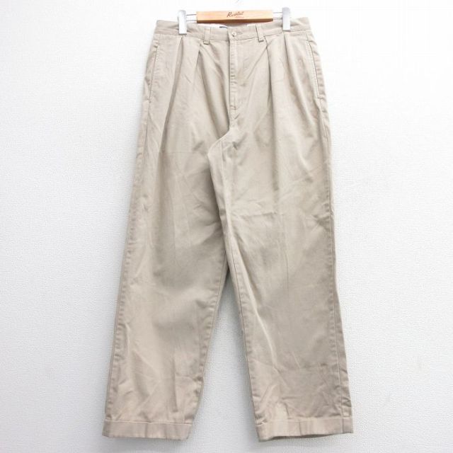 W33★古着 ラルフローレン Ralph Lauren ブランド チノ パンツ チノパン メンズ 90年代 90s コットン ベージュ カーキ 【spe】 25mar19 中古 ボトムス ロング