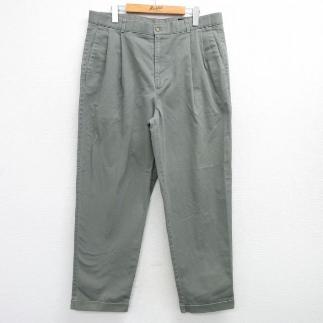 W36★古着 パンツ メンズ コットン USA製 緑 グリーン 25mar19 中古 ボトムス ロング