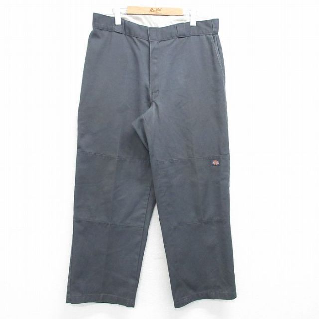 W36★古着 ディッキーズ Dickies ワーク パンツ メンズ ダブルニー グレー 25mar19 中古 ボトムス ロング