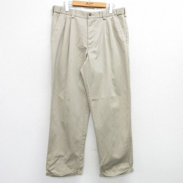 【20%OFF】W35★古着 パンツ メンズ ベージュ カーキ 25mar19 中古 ボトムス ロング