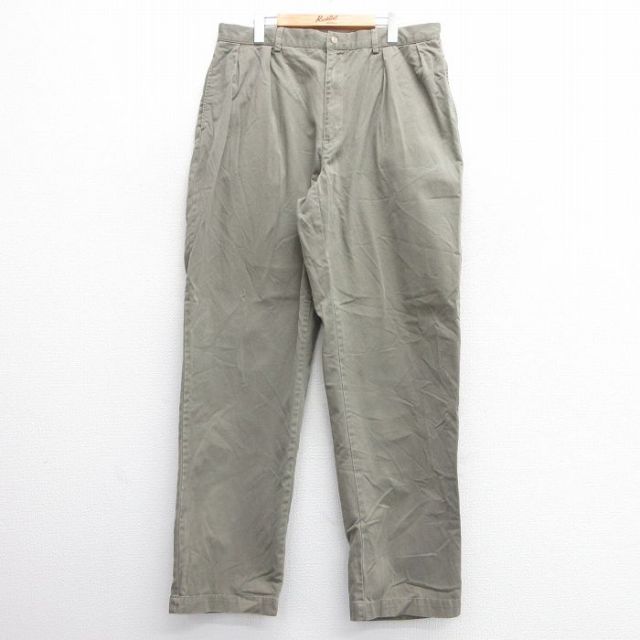 W38★古着 ラルフローレン Ralph Lauren ブランド チノ パンツ チノパン メンズ 90年代 90s コットン 緑系 グリーン 25mar21 中古 ボトムス ロング