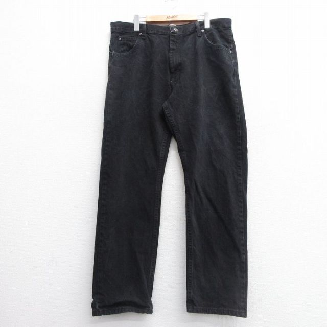 W38★古着 ラングラー Wrangler ジーンズ メンズ コットン 黒 ブラック デニム 25mar21 中古 ボトムス ジーパン Gパン ロング パンツ