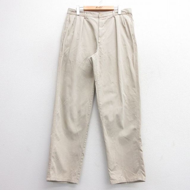 W34★古着 ラルフローレン Ralph Lauren ブランド チノ パンツ チノパン メンズ 90年代 90s コットン ベージュ カーキ 【spe】 25mar21 中古 ボトムス ロング