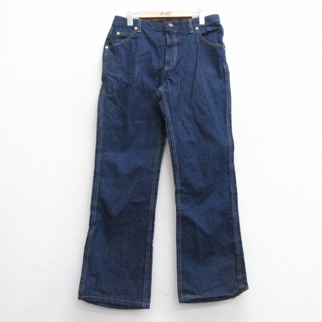 W34★古着 ローバックス ジーンズ メンズ 80年代 80s コットン USA製 濃紺 ネイビー デニム 【spe】 25mar21 中古 ボトムス ジーパン Gパン ロング パンツ