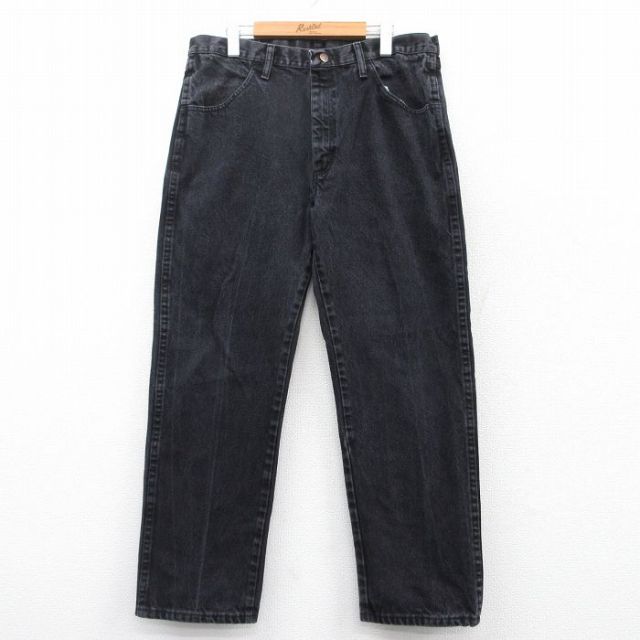 W35★古着 ラスラー ジーンズ メンズ コットン 黒 ブラック デニム 【spe】 25mar21 中古 ボトムス ジーパン Gパン ロング パンツ
