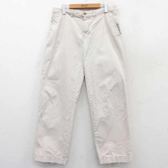 【20%OFF】W34★古着 トミーヒルフィガー TOMMY HILFIGER ブランド パンツ メンズ コットン 生成り 25mar21 中古 ボトムス ロング
