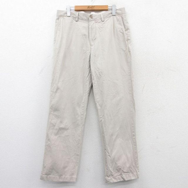 【50%OFF】W33★古着 ラルフローレン Ralph Lauren ブランド パンツ メンズ 90年代 90s コットン 薄ベージュ カーキ 25mar21 中古 ボトムス ロング