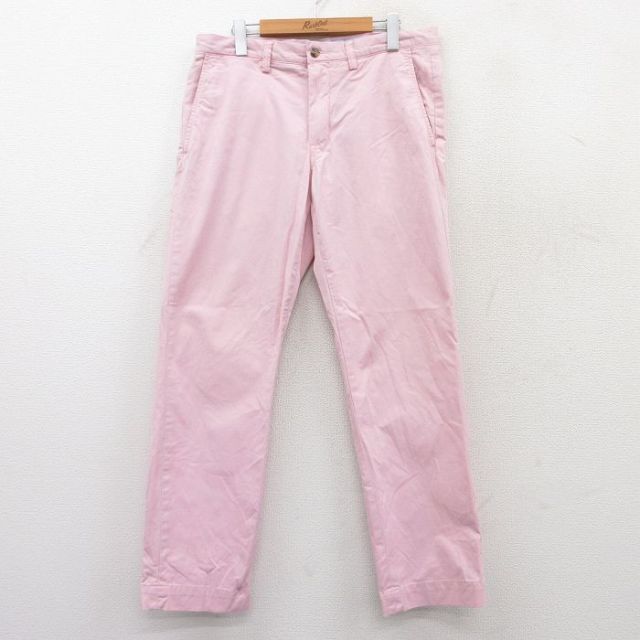 W35★古着 ラルフローレン Ralph Lauren ブランド パンツ メンズ ワンポイントロゴ ピンク 25mar21 中古 ボトムス ロング