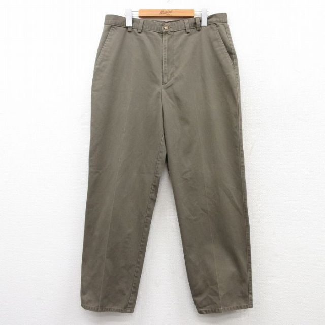 W36★古着 HAGGAR パンツ メンズ コットン 緑系 グリーン 25mar21 中古 ボトムス ロング