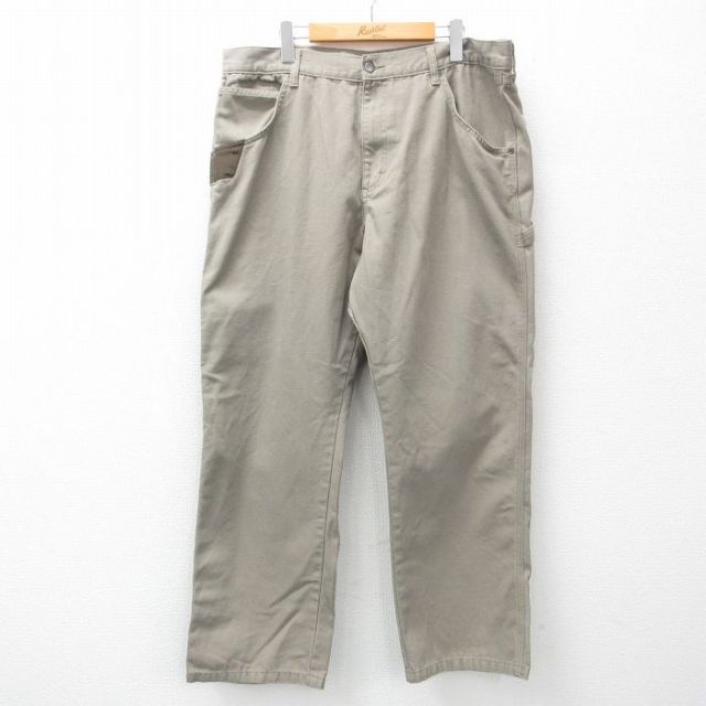 W38★古着 ラングラー Wrangler ペインター パンツ メンズ ダック地 ベージュ カーキ 25mar21 中古 ボトムス ロング