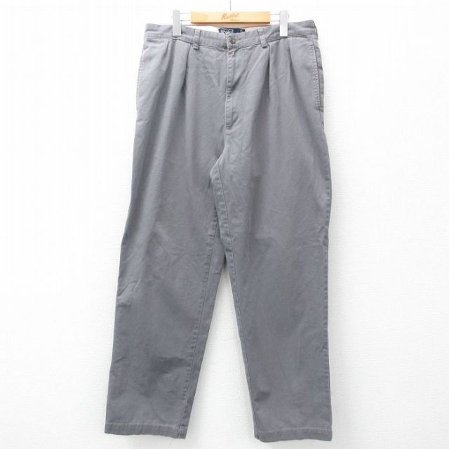 W34★古着 ラルフローレン Ralph Lauren ブランド チノ パンツ チノパン メンズ 90年代 90s ANDREW コットン グレー 25mar21 中古 ボトムス ロング