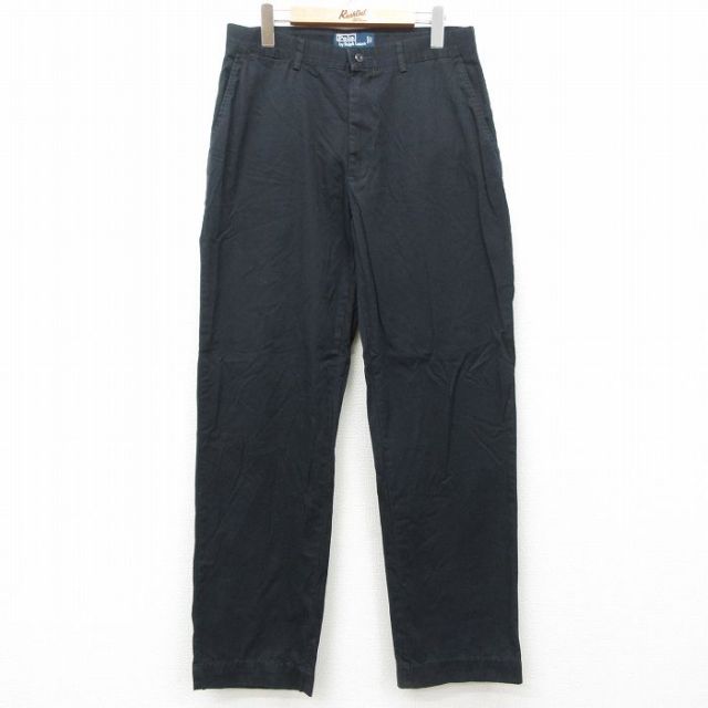 W32★古着 ラルフローレン Ralph Lauren ブランド パンツ メンズ コットン 黒 ブラック 【spe】 25mar22 中古 ボトムス ロング