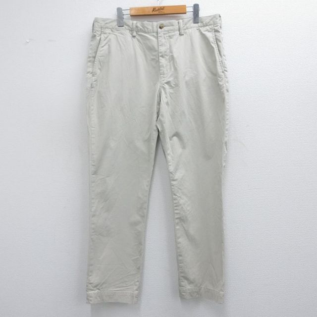 W37★古着 ラルフローレン Ralph Lauren ブランド パンツ メンズ ワンポイントロゴ 薄ベージュ カーキ 25mar22 中古 ボトムス ロング
