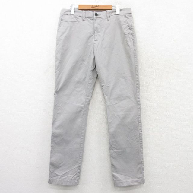 W34★古着 トミーヒルフィガー TOMMY HILFIGER ブランド パンツ メンズ ワンポイントロゴ 薄グレー 25mar22 中古 ボトムス ロング