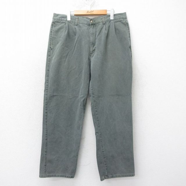 【50%OFF】W37★古着 ウールリッチ WOOLRICH パンツ メンズ コットン 濃緑 グリーン 25mar24 中古 ボトムス ロング