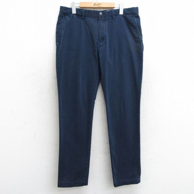 W36★古着 ラルフローレン Ralph Lauren ブランド チノ パンツ チノパン メンズ コットン 紺 ネイビー 25mar24 中古 ボトムス ロング