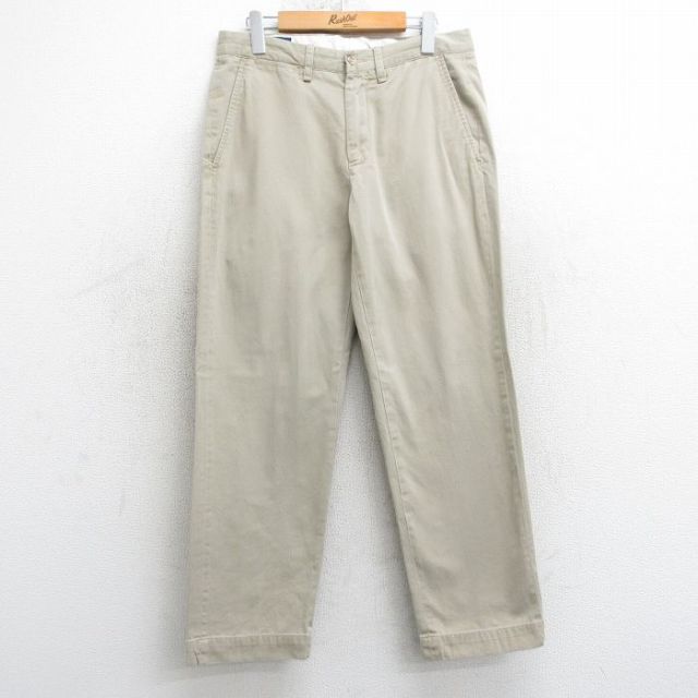 W32★古着 ラルフローレン Ralph Lauren ブランド チノ パンツ チノパン メンズ 90年代 90s ワンポイントロゴ コットン ベージュ カーキ 25mar24 中古 ボトムス ロング