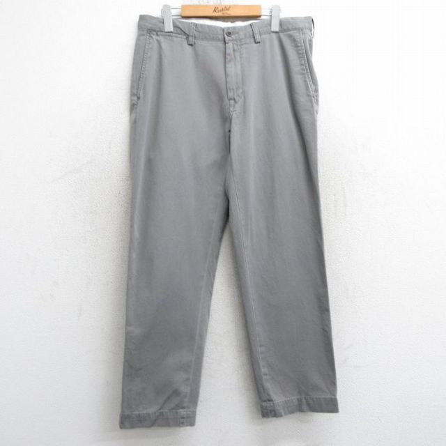 W36★古着 ラルフローレン Ralph Lauren ブランド チノ パンツ チノパン メンズ 90年代 90s コットン グレー 25mar24 中古 ボトムス ロング