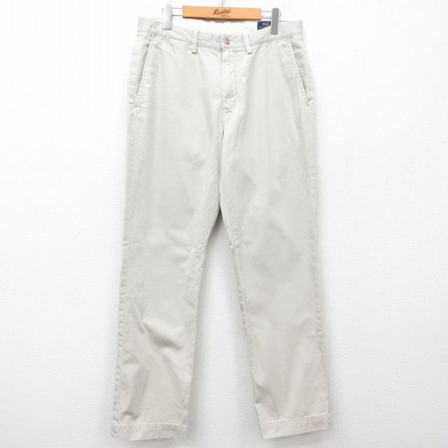 W33★古着 ラルフローレン Ralph Lauren ブランド パンツ メンズ 薄ベージュ カーキ 25mar24 中古 ボトムス ロング