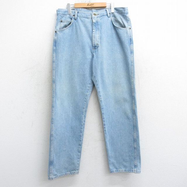 W38★古着 ラングラー Wrangler ジーンズ メンズ 00年代 00s コットン 薄紺 ネイビー デニム 25mar25 中古 ボトムス ジーパン Gパン ロング パンツ