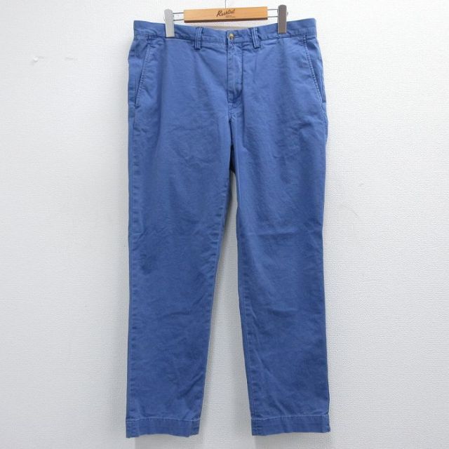 W35★古着 ラルフローレン Ralph Lauren ブランド パンツ メンズ ワンポイントロゴ 紺 ネイビー 25mar26 中古 ボトムス ロング