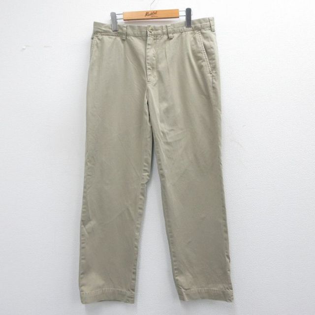 W35★古着 ラルフローレン Ralph Lauren ブランド チノ パンツ チノパン メンズ 90年代 90s PRESTON コットン 薄ベージュ カーキ 25mar26 中古 ボトムス ロング