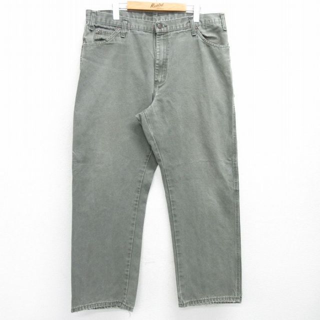 W39★古着 ディッキーズ Dickies ペインター パンツ メンズ ダック地 緑系 グリーン 25mar26 中古 ボトムス ロング