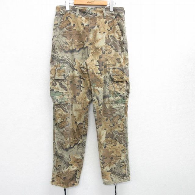 【50%OFF】W35★古着 ハンティング カーゴ パンツ メンズ 90年代 90s USA製 茶他 ブラウン 迷彩 25mar26 中古 ボトムス ロング