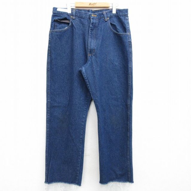W36★古着 レッドキャップ ジーンズ メンズ コットン 紺 ネイビー デニム 25mar26 中古 ボトムス ジーパン Gパン ロング パンツ