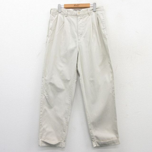 W33★古着ラルフローレン ブランド チノ パンツ チノパン メンズ 90年代 90s コットン 薄ベージュ カーキ 25mar26 中古 ボトムス ロング