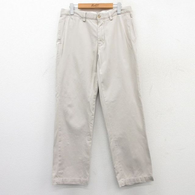 W32★古着ラルフローレン ブランド パンツ メンズ コットン 薄ベージュ カーキ 25mar26 中古 ボトムス ロング