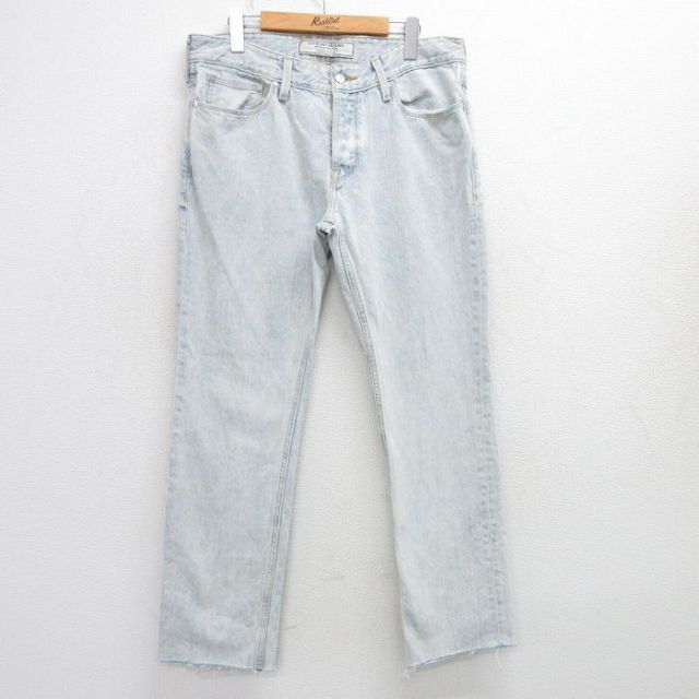 W35★古着 ゲス GUESS ブランド ジーンズ メンズ 00年代 00s コットン 薄紺 ネイビー デニム 25mar27 中古 ボトムス ジーパン Gパン ロング パンツ