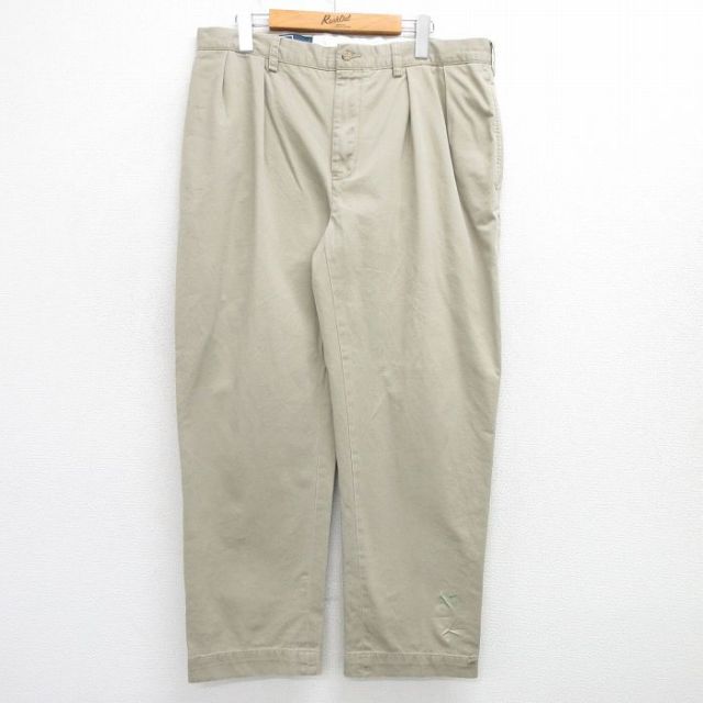 W37★古着 ラルフローレン Ralph Lauren ブランド チノ パンツ チノパン メンズ 90年代 90s コットン 薄ベージュ カーキ 25mar27 中古 ボトムス ロング