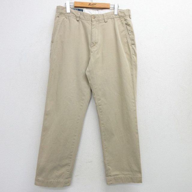 W35★古着 ラルフローレン Ralph Lauren ブランド チノ パンツ チノパン メンズ 90年代 90s コットン ベージュ カーキ 25mar27 中古 ボトムス ロング